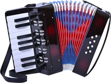 LIEKE Accordion 17 Piano Keys 8 Bass Button Accordion,Kids Musical Black 