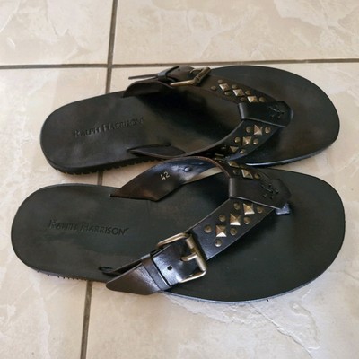 Ralph Harrison Zehentrenner Gr.42 SCHWARZ Leder Nieten