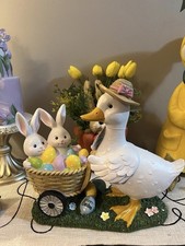 Tkmaxx Easter Mummy Duck Pushing a Wagon of Baby Bunny Rabbits New