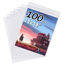 100 PCS 11 3/7 x 14 3/8 Inch Crystal Clear Photo Sleeves Storage Bags