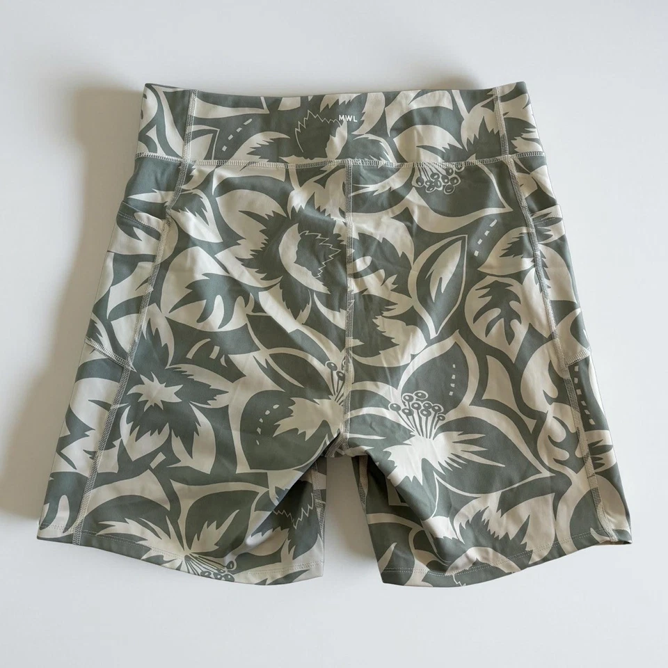 Pantalones Cortos de Bicicleta Madewell Cintura Alta Tropicales Florales Talla XL Foto 3 de 4