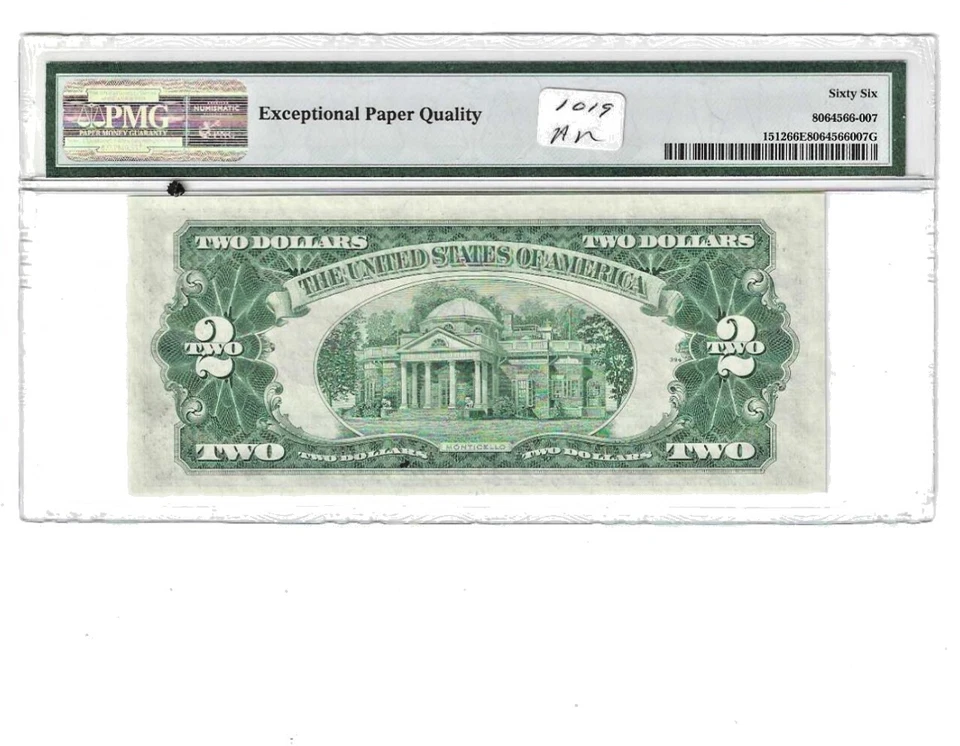 1953B $2 Legal Tender FR.1512 GEM UNC PMG 66 EPQ - Image 2 of 2