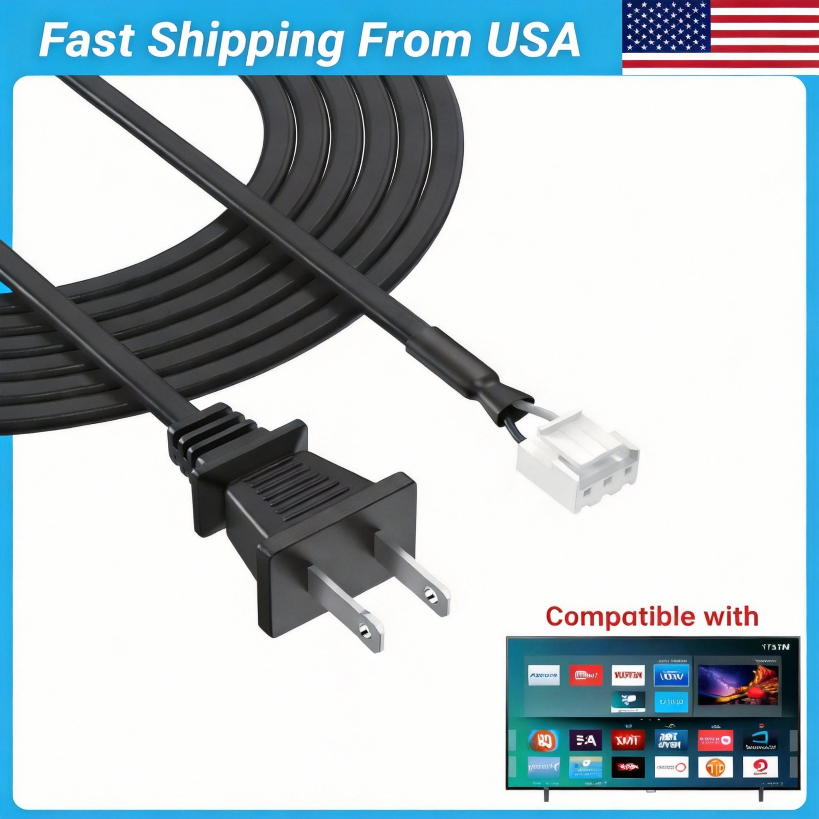 6ft 18AWG AC Internal Power Cord Cable Lead for Philips 65PFL5602/F7 65PFL5604/F