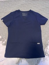Figs Catarina 3 Pocket Scrub Top Navy Blue XXS Women's