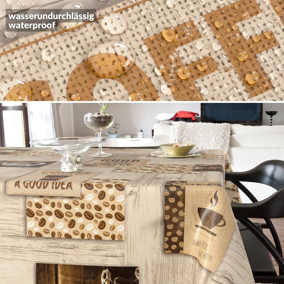 Wachstuchtischdecke Tischdecke abwaschbar Gartentischdecke ANRO Coffee - Bild 3 von 4