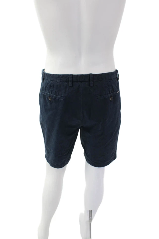 Pantalones Cortos Informales Michael Kors Para Hombres Algodón Calce Ajustado Frente Plano Azul Talla 34 Foto 3 de 4