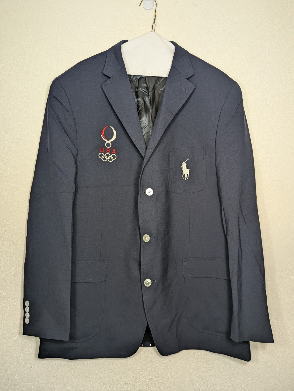 Polo Ralph Lauren Blazer Navy 100percent Wool Official 2008 USA Olympic Blazer 48 XL image 2