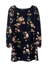 LULU'S Navy Herbaceous Babe Floral Print Long Sleeve Shift Dress Size Small