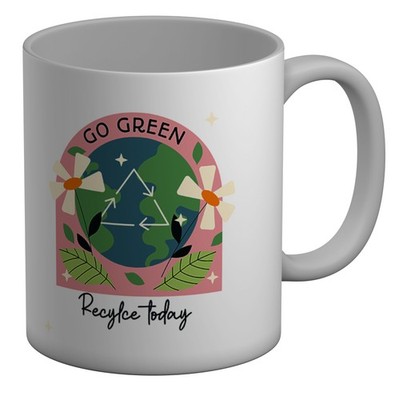Go Green Recycle Today Tasse 11 Unzen Tasse Geschenk weiß