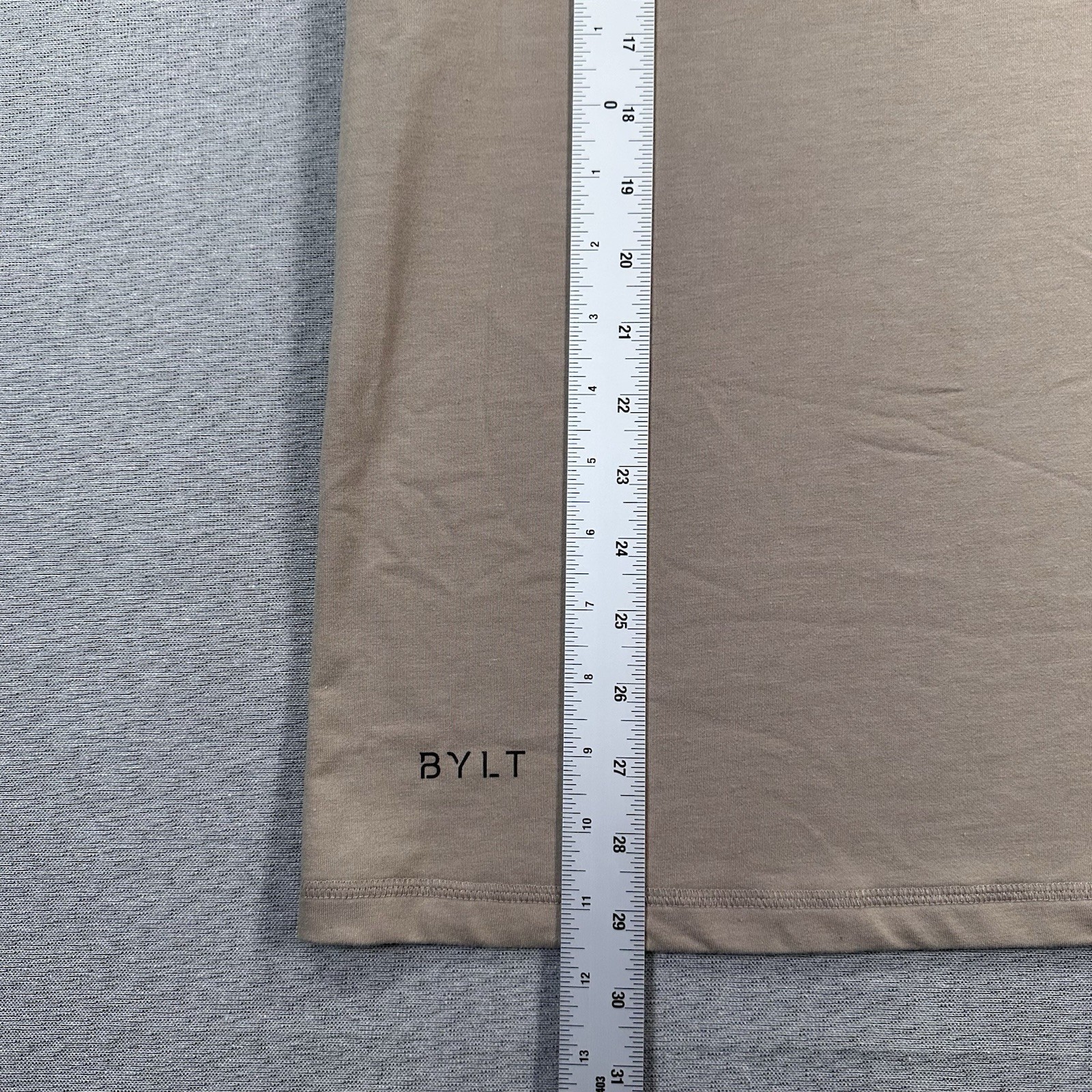 BYLT Shirt Men Medium Beige Solid Lux Basic Tee E… - image 5