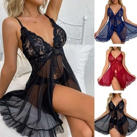Women's Sexy-Lingerie Babydoll Sleepwear Underwear Lace Dress G-string Nightwear