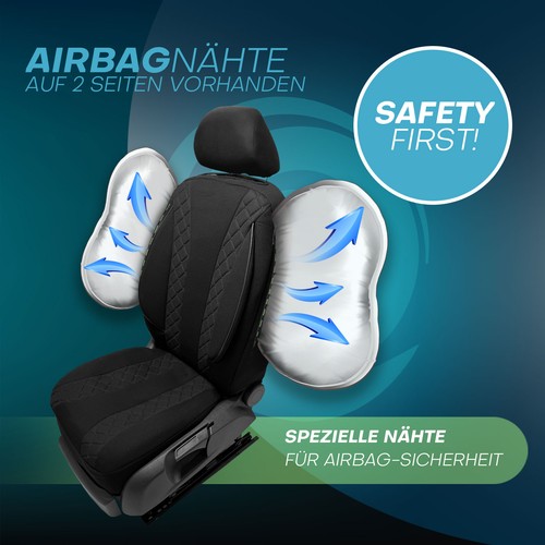 2x Sitzbezüge passend für Mercedes Citan W415 ab 2012-2021 (Schwarz) - Bild 9 von 12