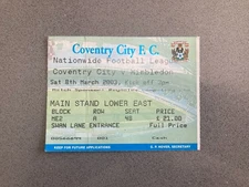 Coventry City v Wimbledon 2002-03 Match Ticket