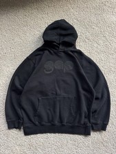 Gap Hoodie Mens Medium Black Pullover Sweatshirt Retro Logo Winter Streetwear