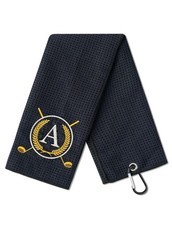 Microfiber Golf Towel Gift for Men Women Initial A Black 16x24 Inch