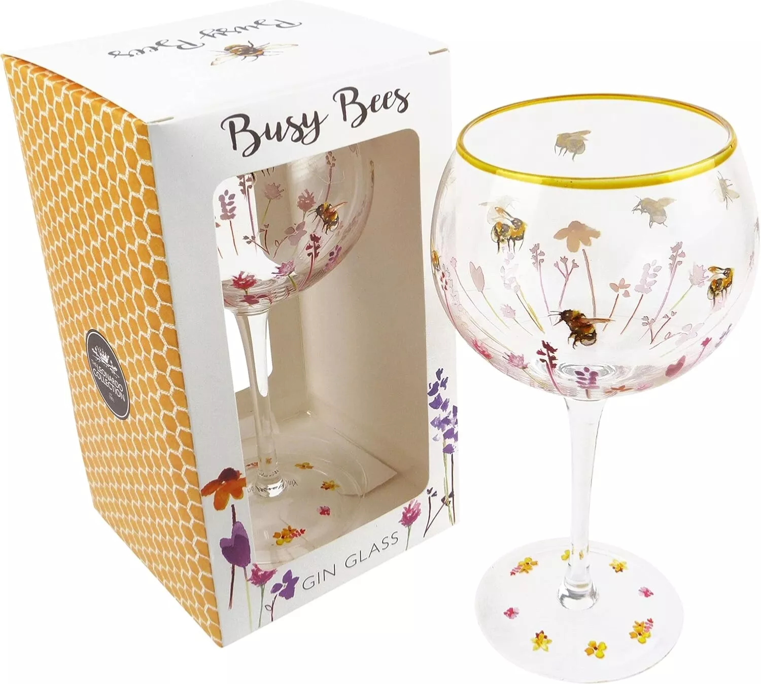 Leonardo Busy Bees Gin Glass | 400ml Stemmed Floral Cocktail Glass | Gift Boxed
