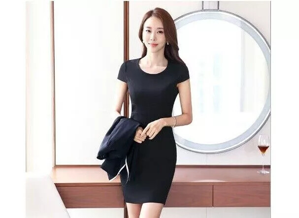 Ensemble Femme Costume Chemise Et Jupe Fourreau Noir - Taille Selon Tableau, Neuf Avec étiquettes