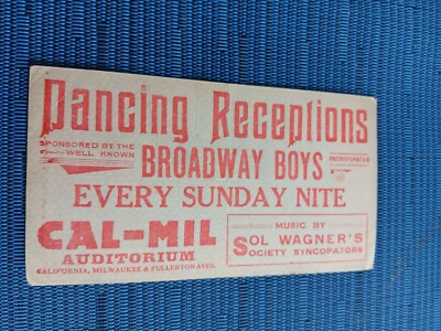Dancing Reception Broadway Boys Sol Wagners Society Vintage Advertising