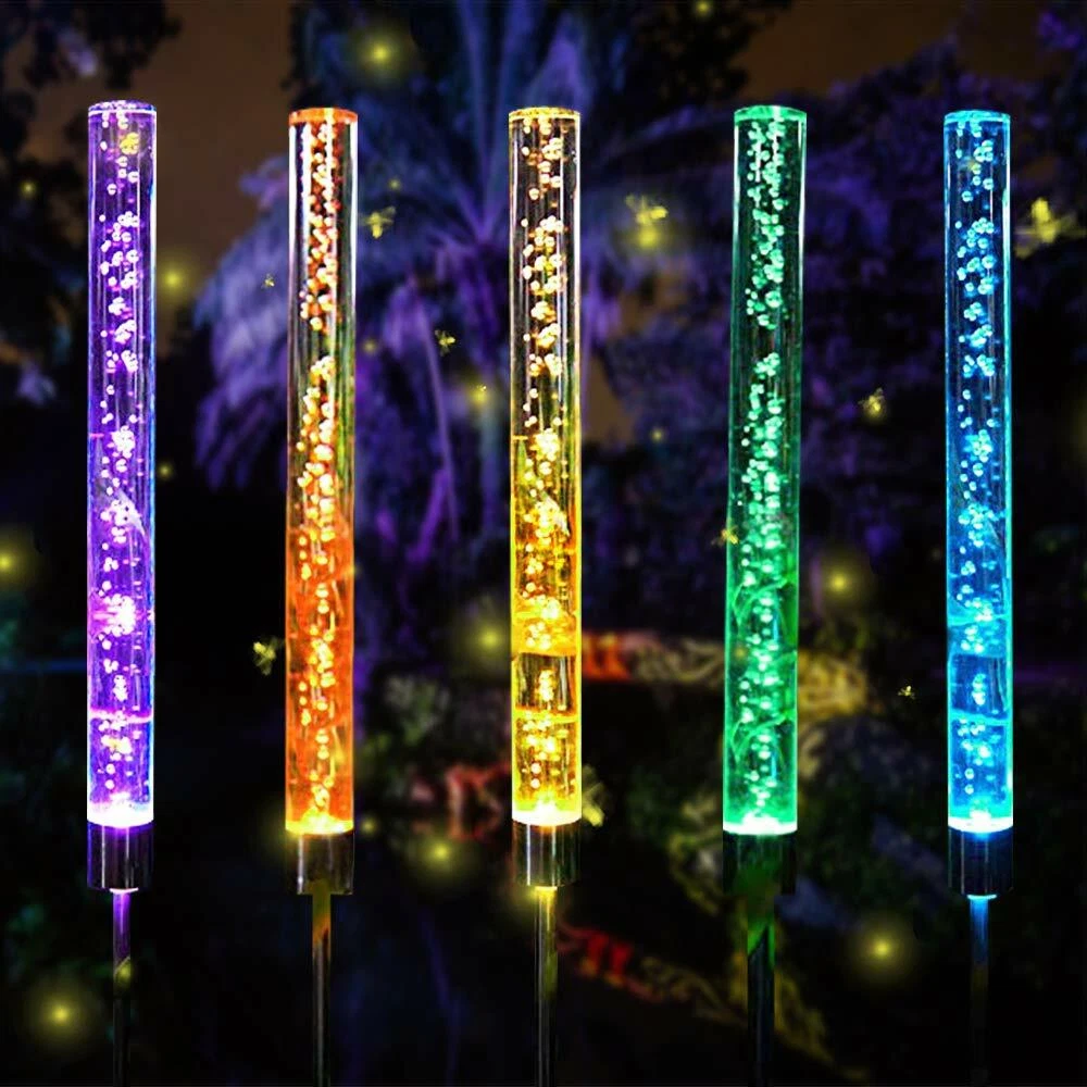 2-Pack Garden Decoration Solar Powered Color Changing Pathway Lawn Stake Lights