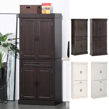 71" Farmhouse Freestanding Cupboard Storage Kitchen Food Pantry Cabinet