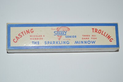 old sparky senior the sparkling minnow jointed with box paper inserts approx 7''