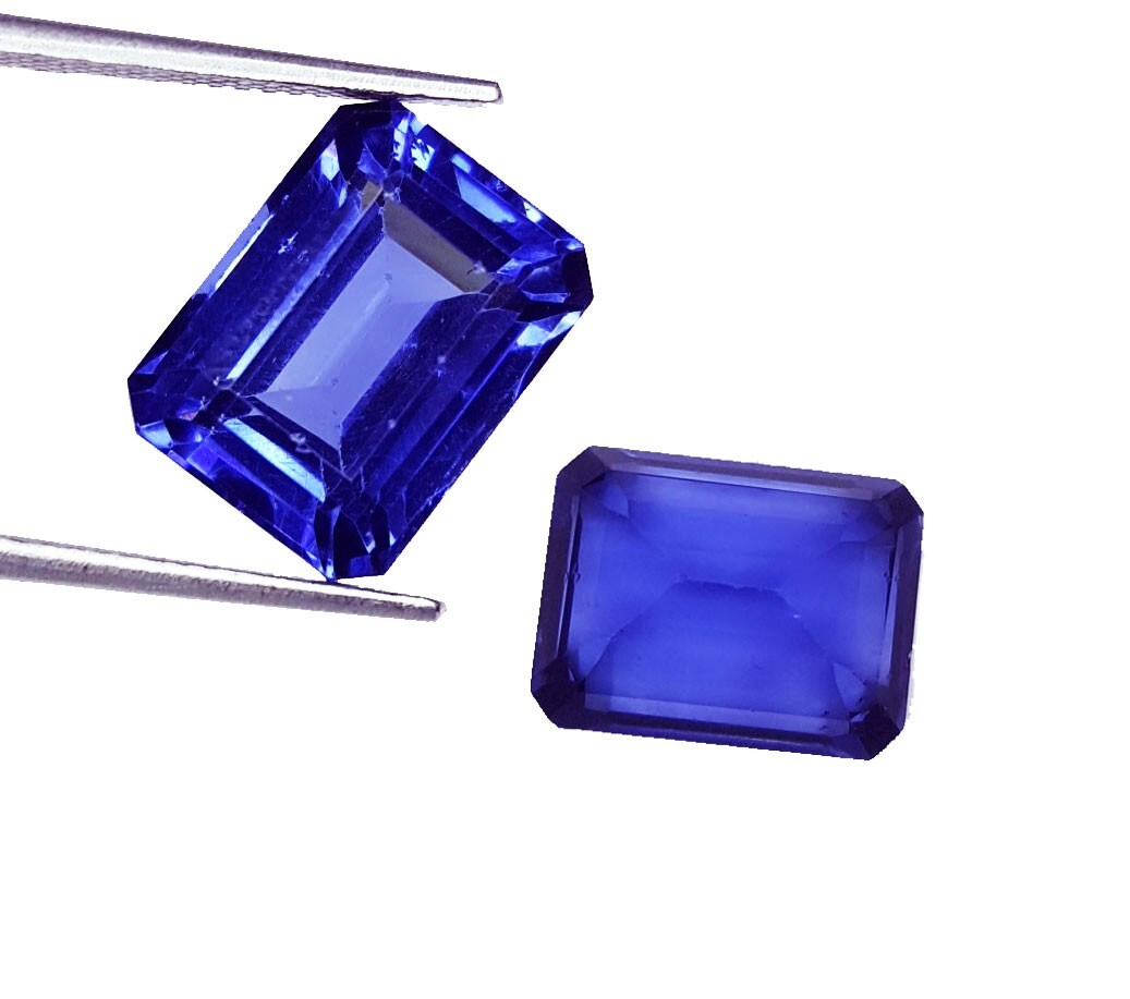Natural Tanzanite Gemstone Pair – 8 To 10 Ct Total, Emerald Cut, Eye Clean, Certified (R393)