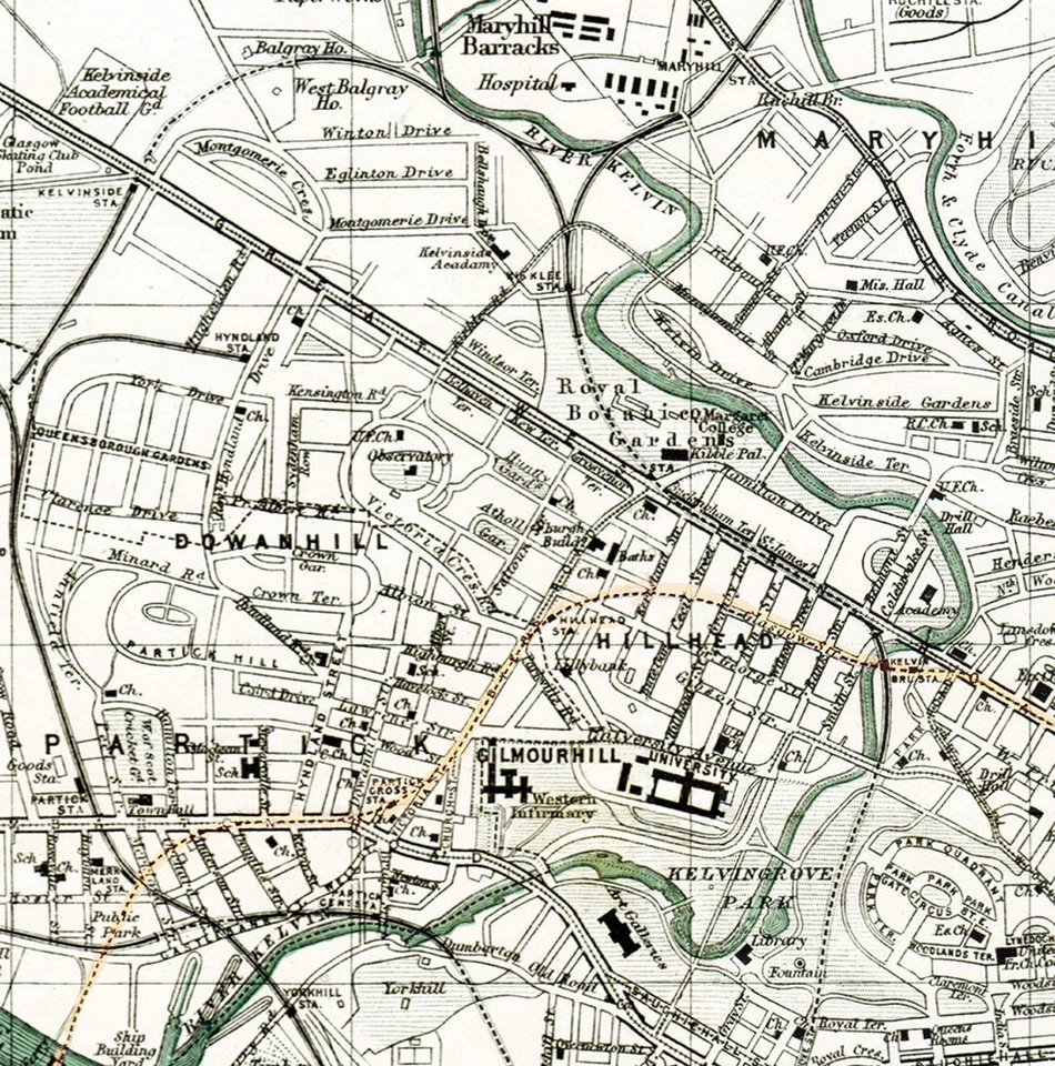 Glasgow City Map from 1908 (Ward, Lock & Co.) Vintage Print Poster - Image 3 of 3
