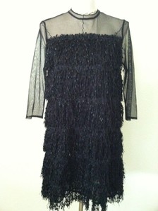 black fringe dress zara