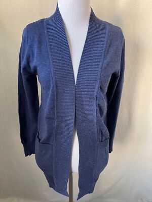 Active USA Blue Knit Open Front Long Sleeve Cardigan, NWT, Size Small