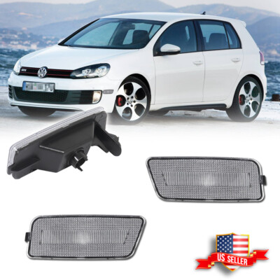 2PCS Clear Lens Front Bumper Side Marker Lights For 2010-2014 VW MK6 Golf GTI 