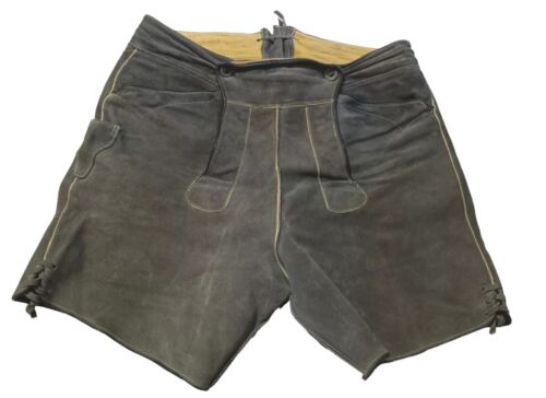 Vintage German Lederhosen Shorts Mens Size 30 Suede Leather By Bergfreund Button - Picture 1 of 9