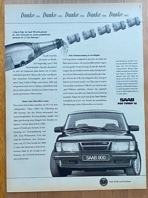 1985 Saab 900 Turbo 16 Oldtimer Original Vintage Advert Werbung Reklame