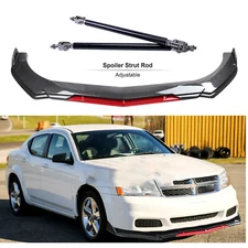 Front Bumper Chin Lip Spoiler Splitters Carbon Fiber For Dodge Avenger Strut