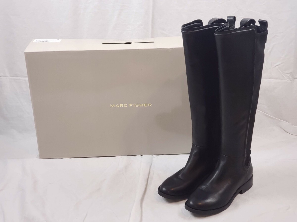 Marc Fisher Wide Calf Leather Tall Boots Shiane Black M