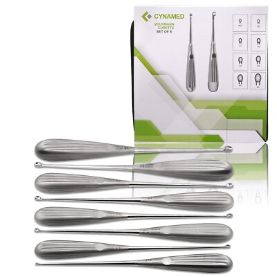 Cynamed Volkman Curette Set of 8 - Stainless Steel- Sizes: #00-#6