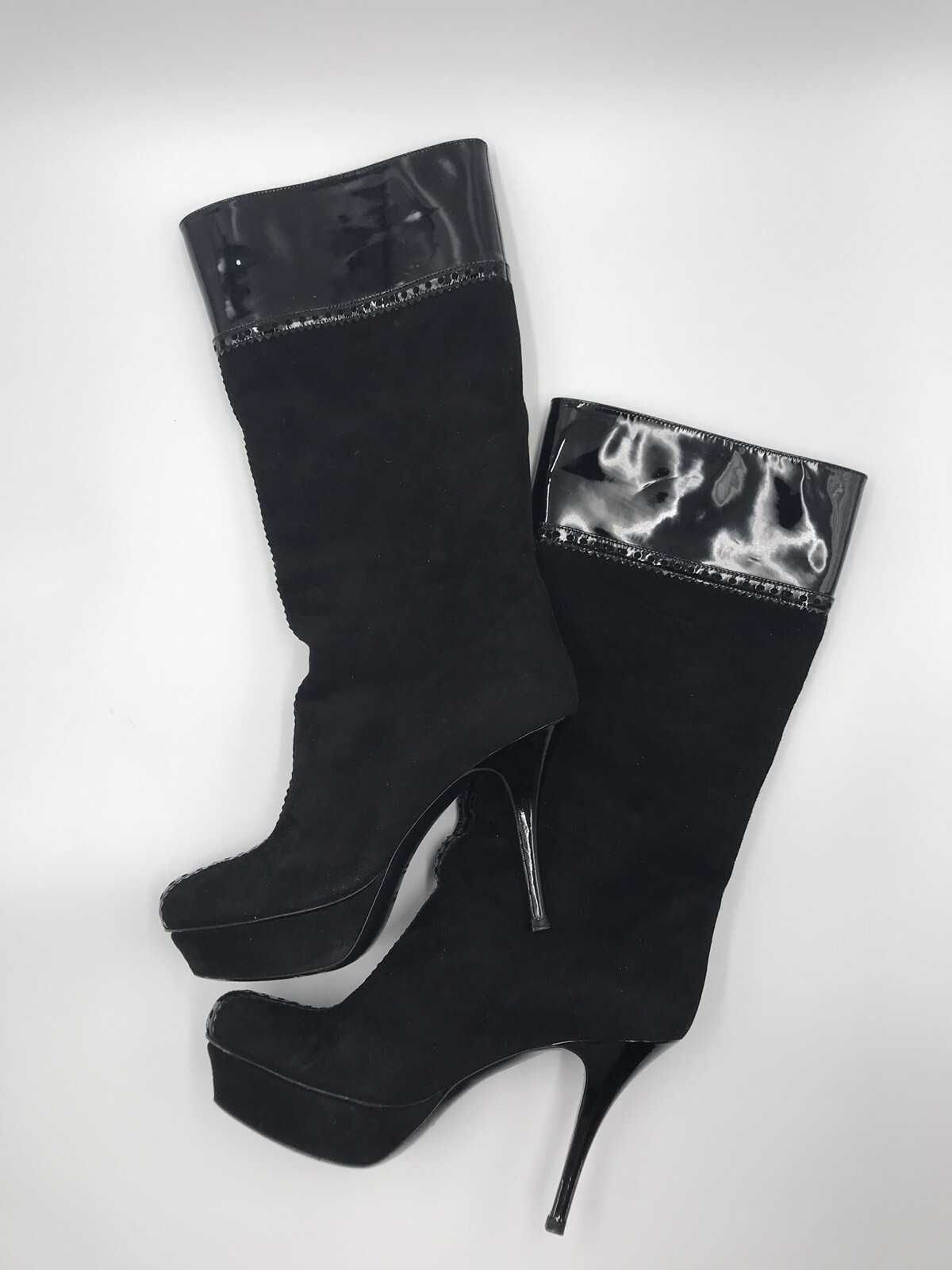 Scarpe lunghe Yves Saint Laurent nere scamosciate stivali scarpe alte taglia 38 Italia.