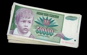 10 Pcs x Yugoslavia 50000 (50,000) Dinara Banknotes, 1992 P-117 -circulated