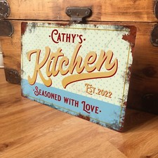 Personalised Kitchen Sign Retro Door Wall Plaque Vintage Shabby Chic - 200x305mm