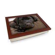 Chocolate Labrador Puppy Cushioned Lap Tray, Multi Purpose Padded Knee Desk