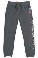 Reebok Womens Bottoms Stay Cozy Drawstring Fleece Charcoal Athletic Pants Size M