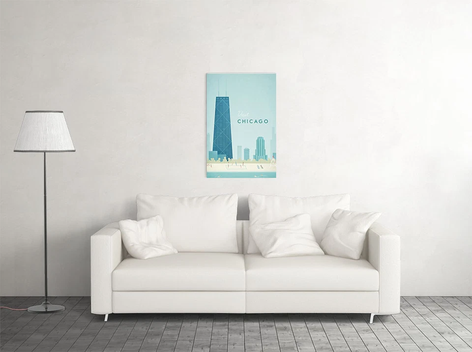 Чикаго путешествий город пейзаж винтажный картина стены искусства домашнего декора - плакат 20 x 30 - Изображение 2 из 3