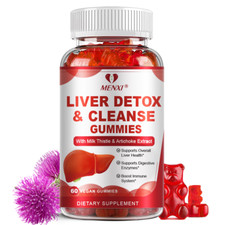 MENXI Liver Detox Gummies - Natural Cleansing with Milk Thistle  Turmeric 60PCS