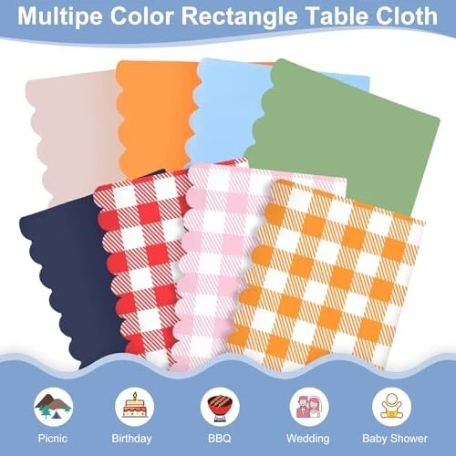 Plastic Tablecloth, 54 X 108Inch Disposable Baby Blue 6 Pack Light Blue - Image 4 of 4