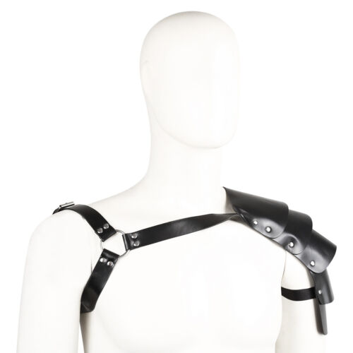Gothic Sexy Men Gay Chest Harness with Shoulder Armors Lingerie Clubwear Costume - Picture 3 of 9