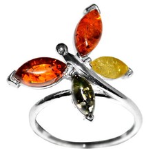 3.74g Authentic Baltic Amber 925 Sterling Silver Ring Jewelry N-A7300 s.6