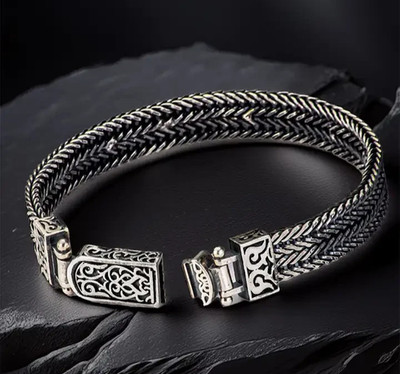 Herrenarmband 10 mm 925 Sterling Silber handgefertigt Mesh