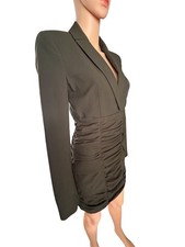 ZARA Women s New Ruched Blazer Dress Olive Khaki Green S