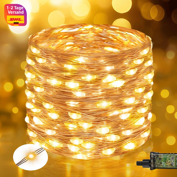 Lichterkette 12M 120 Led Warmweiß Innen AußEn Wasserdicht FüR Weihnachten Deko-image