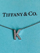 Tiffany & Co. Initial F Necklace Diamond PT950 Platinum Authentic w/ Box Used JP