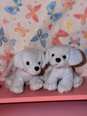 Small White Dog Plush Stuffed Animal Toy with Floppy Ears Gift for Kids
